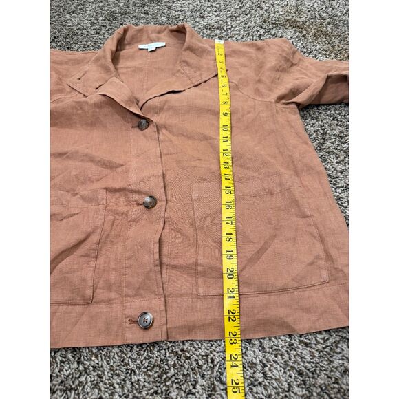 J Jill PureJill Brown Linen Top Sz S Artsy Lagenlook Boxy Beachy Minimalist - Picture 6 of 7